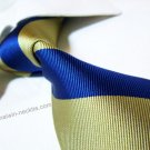 100% silk tie SW2005,golden/blue stripe,extra-long