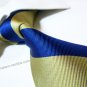 100% silk tie SW2005,golden/blue stripe,extra-long