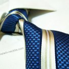 100% silk tie SW2007,blue/gold stripe,extra-long