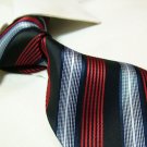 100% polyester tie PL13,red/silver stripe