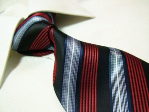 100% polyester tie PL13,red/silver stripe