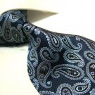 100% Silk Tie SW2882,Navy blue paisley