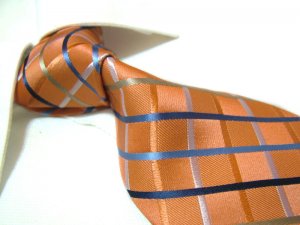 100% Silk Tie SW2885,Orange check
