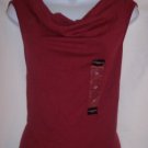 NEW Liz Claiborne red sleeveless drape collar tank top PL L