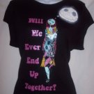 NEW Tim Burton Nightmare black Sally shirt top L 10 12