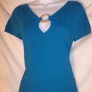 NWT Cable & Gauge teal peacock bamboo ring knit top M