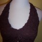 NEW JJ Basics brown crochet lined tunic halter top L M