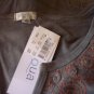 NWT AQUA olive green v-neck Boho l/s long sleeve fitted shirt S