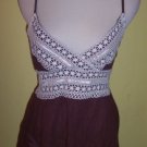 NWT Dolled Up by FANG brown boho ivory crochet babydoll top shirt L
