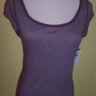 NWT Weavers brown ringer scoop neck fitted shirt top JR XL L