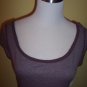 NWT Weavers brown ringer scoop neck fitted shirt top JR XL L