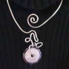 Double, Semi-Precious Amethyst and Rose Quartz Donut and Wire Necklace ~ Design 3D