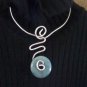 Single, Semi-Precious Aventurine Stone Donut and Wire Necklace ~ Design 4