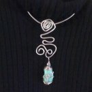 Single, Semi-Precious, Tumble Polished Howlite Stone and Wire Necklace ~ Design 1