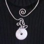 Single, Semi-Precious Amethyst Stone Donut and Wire Necklace ~ Design 3S