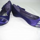 Ballerina flats pumps women's shoes satin sequin purple size 6