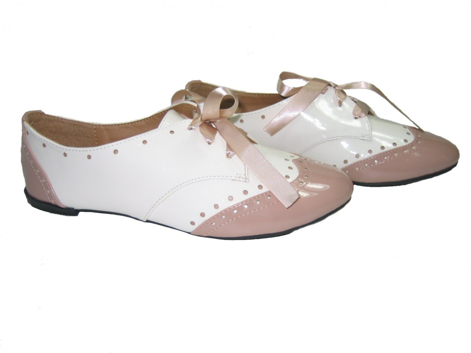 white flats with ribbon
