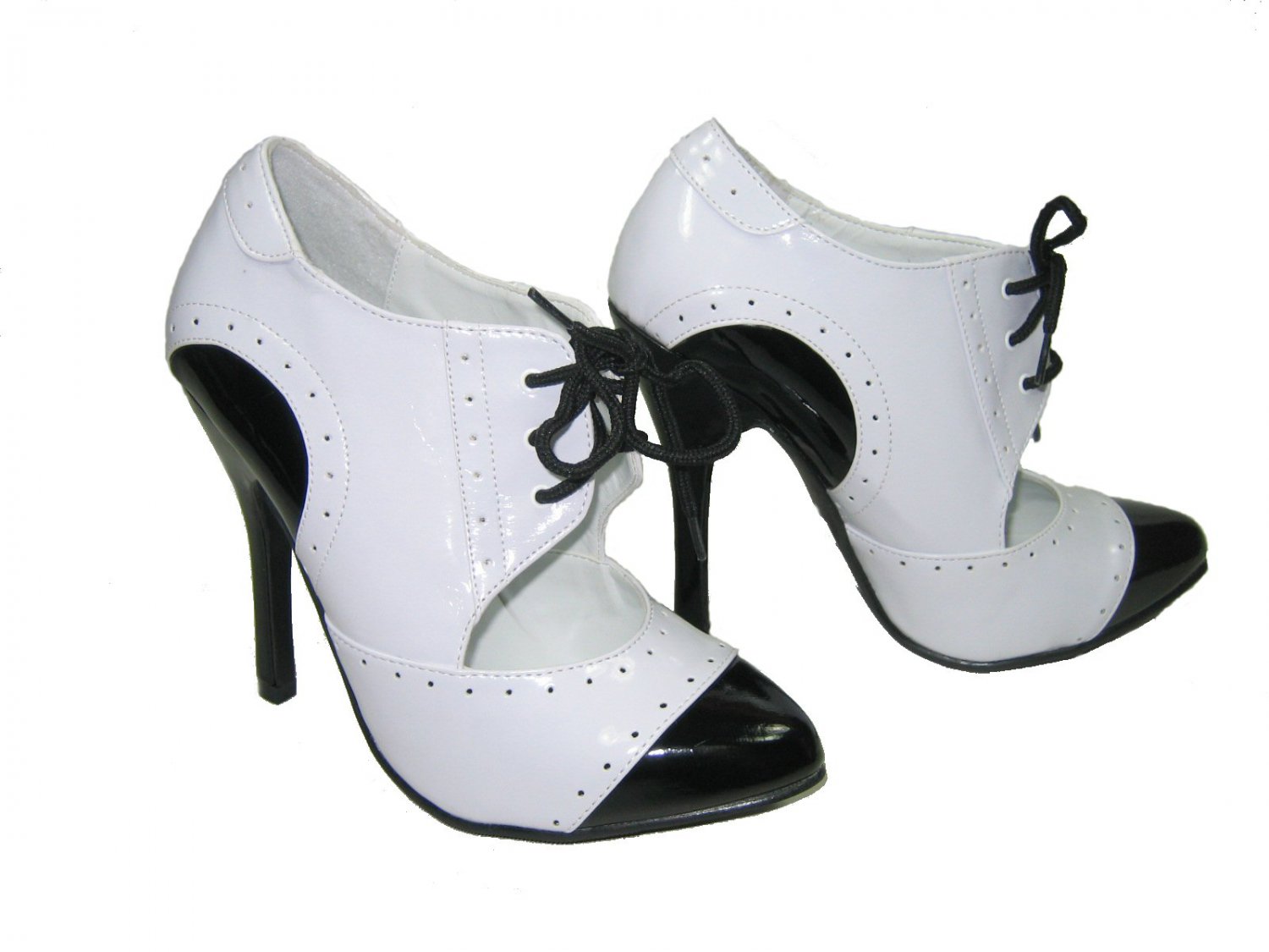 Ellie 511-Gangster women's pointy toe oxford pumps 5 inch heels white ...