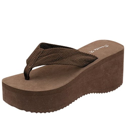 Women's lightweight platform foam flip flops thong beach sandals shoes brown size 8.5