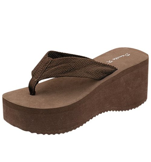 brown platform flip flops