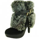 Qupid Luxe platform faux fur suede 5 inch high heel fashion ankle boots ...