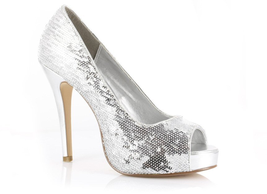 Ellie 415Flamingo 4.5 inch platform open toe sequin glitter pumps