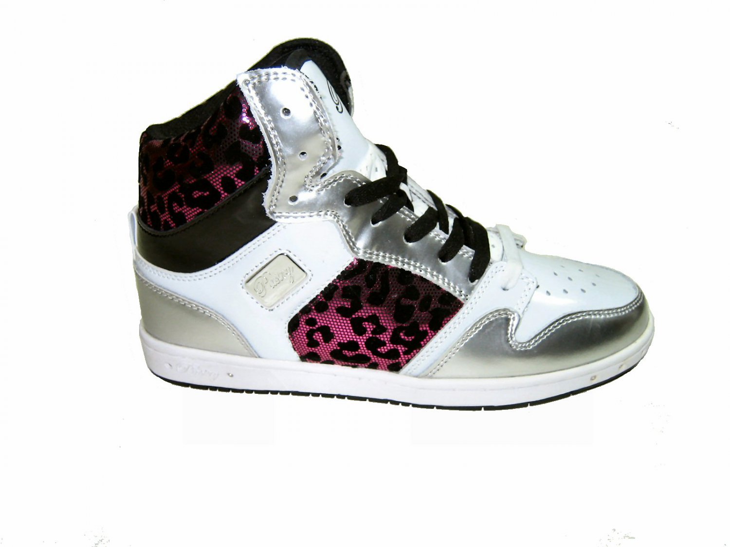 Pastry Glam Pie foil cheetah women's athletic high top sneakers white ...