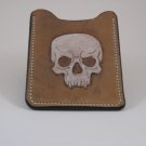 Front Pocket Wallet/Money Clip, Handtooled Leather, Skull WP0003