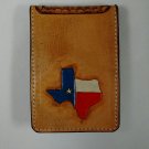 Money Fold Wallet, Texas Outline, Basket Weave, Tan Finish, Stitched WP0011