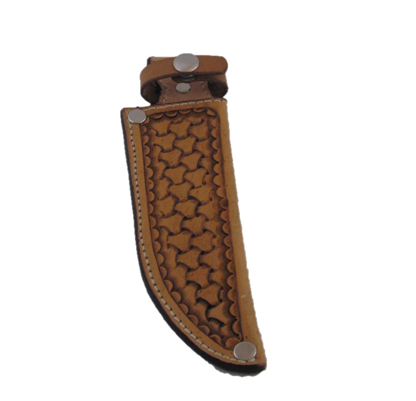 Knife Case/Sheath, Chestnut Tan, Handtooled Leather, Basketweave CA0010
