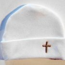 Personalized Baptism Christening White Baby Hat Cross