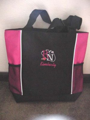 Personalized Nurse RN Tote Duffle Bag Pockets Hot Pink