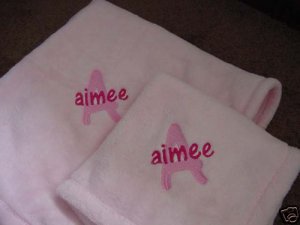 Personalized Pink Baby Blanket Tahoe Blankie Fleece Set