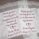 GIFT MOTHER BRIDE GROOM WEDDING HEART HANKIE BRIDAL Set