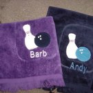 Personalized Mens LadiesTeam Bowling Towel Velour 11x18