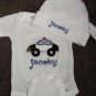 Personalized Infant Police Car Newborn Onesie Hat Set