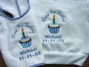 Personalized Happy First Birthday Bib/Shirt Boy/Girl
