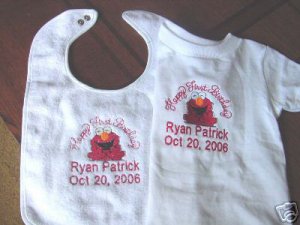Personalized Baby's 1st First Birthday Bib/Shirt Elmo