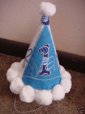 Personalized Boys Blue Applique Birthday Pary hat