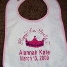 Personalized Baby's First Birthday Princess Bib Party