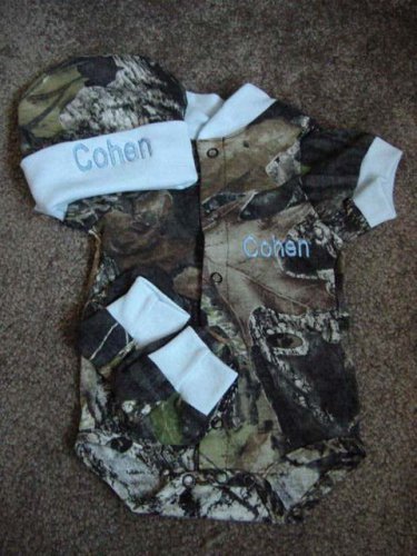 Mossy Oak Camo Camouflage 3PC Baby Infant Newborn Set Personalized Boy