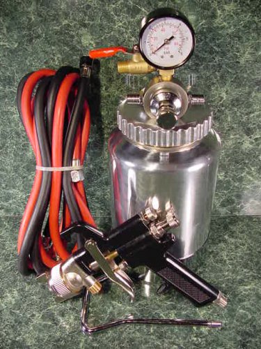 2 Quart Pressure Pot AIR PAINT SPRAY GUN TOOL sprayer Hoses regulator gauge new
