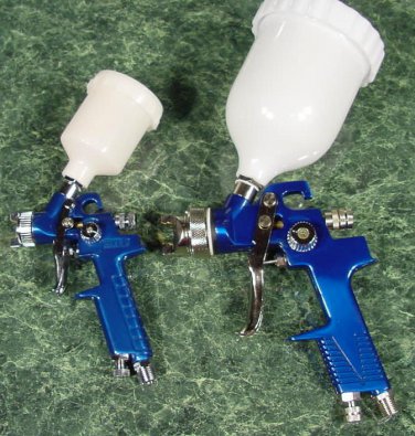 2pc Full and Mini Size HVLP AIR SPRAY GUNS Tool works with water borne paint