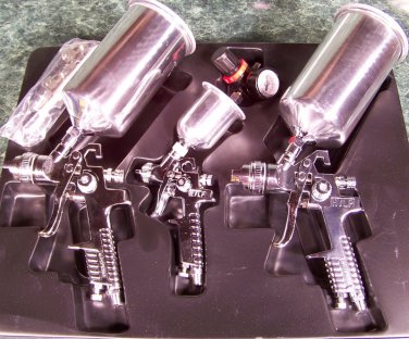 4pc HVLP GRAVITY FEED AIR SPRAY GUN KIT w/ REGULATOR Paint Clear Coat Primer NEW