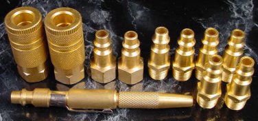 11pc 1/4 " AIR QUICK COUPLER SET with BLOW GUN SOLID BRASS Tool new adapter plug