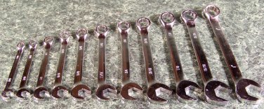 11pc SAE ANGLE HEAD COMBINATION WRENCH SET w/ STORAGE POUCH Combo Wr box