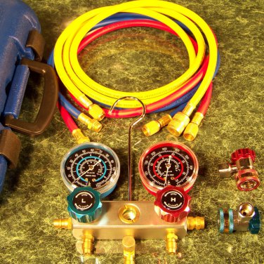 new Deluxe AC MANIFOLD GAUGE SET for R134a Freon Air Conditioner with free case