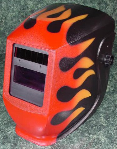 SOLAR Powered AUTO DARKENING RED FLAME WELDING HELMET dark new