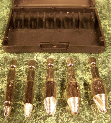 5pc Damaged SCREW REMOVER EXTRACTOR EZ OUT SET FREE Storage Case with Snap lid