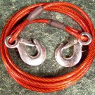 12 ft. by 3/8" STEEL TOW CABLE with 2 Drop Forged HOOKS